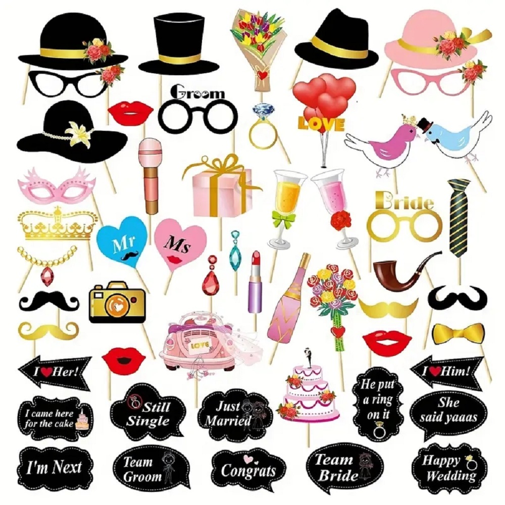 53pcs Wedding Photo Booth Prop - Photography Prompt review and price