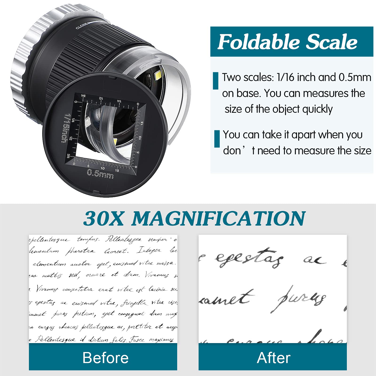 30X Pocket Magnifier with Scal - Eye Piece Magnifier review and price